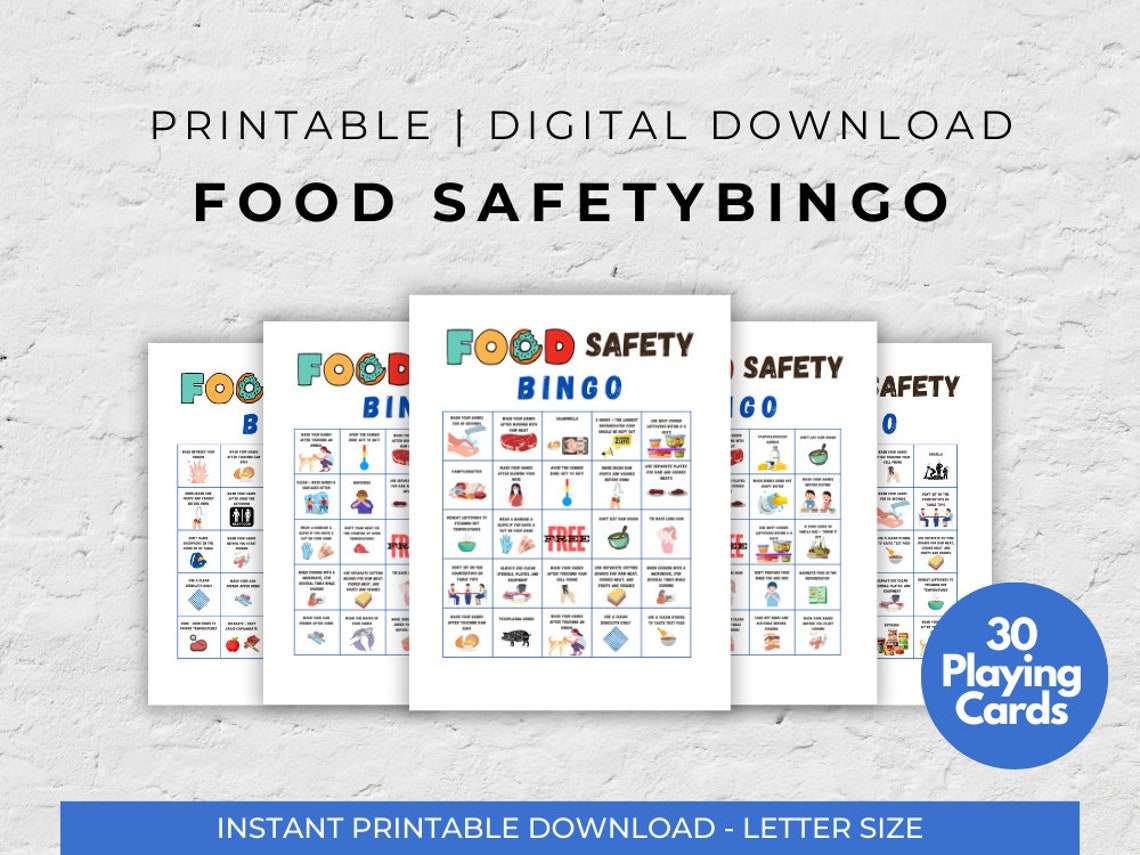 Food Safety Bingo, 30 Printable Bingo Cards, Educational Games ...