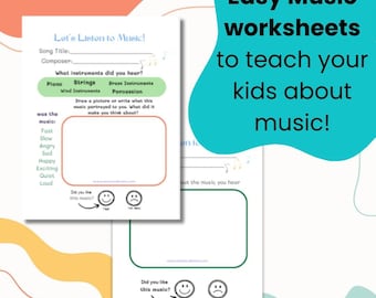 Music Listening Worksheets: Elementary Homeschool Activity (Digital Download)