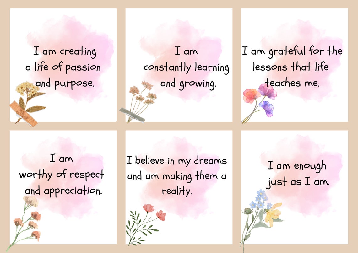 Printable Positive Affirmations, Editable Templates Affirmations ...
