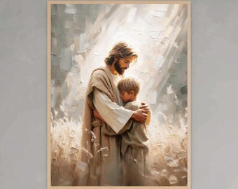 Sein Licht, Christliche Kunst Digital, Jesus mit Junge, Jesus Bild, LDS Gemälde, Bibel Drucke, Christus mit Kindern, Jesus Kunst, Jesus Drucke