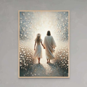 Be With Him, Modern Christian Art, Jesus and Woman, Jesus Art, LDS Painting, Bible Painting, Jesus and Girl, Jesus Painting, Christ Poster
