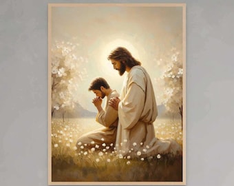 Next To You, Christian Painting, Jesus with Man Art, Picture of Jesus, LDS Art, Bible Sketches, Christian Print, Jesus Art Prints, Jesus PNG