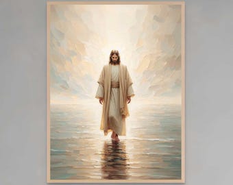 Jesus geht auf dem Wasser, christliche Kunst, Bild von Jesus Kunst, Jesus Malerei, LDS Kunst, Bibel Skizzen, christliche Wohnkultur, Jesus Malerei