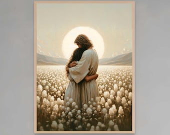 Trust His Power | Christian Art | Jesus and Woman | Christ Poster | Jesus with Girl Art | Catholic Wall Art | Jesus Christ | Jesus Printable