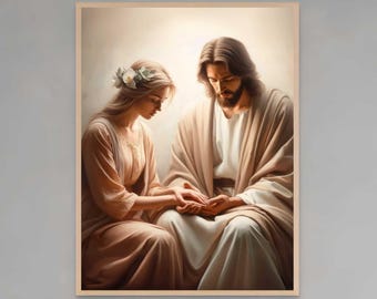 Vertrouw op Christus, christelijke muurkunst, Jezus met meisje, Jezus kunst, LDS-muurkunst, bijbelafdruk, Jezus met vrouw, christelijke kunst, christelijk schilderij