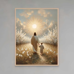 Towards the Sun | Christian Art Prints | Jesus and Boy | Jesus Printable Art | Jesus with Kids | Catholic Art | Jesus PNG | Jesus Picture