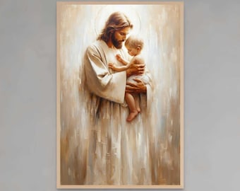 Love of a Savior, Christian Wall Art, Jesus Holding Baby, Jesus with Children, Jesus Painting, LDS Art, Bible Prints, Nursery Children Art
