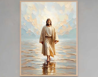 Jesus geht auf dem Wasser, christliche Kunst, Bild von Jesus, christliche Malerei, Jesus Malerei, LDS Kunst, Bibelkunst, katholisches Dekor, Jesus Druck