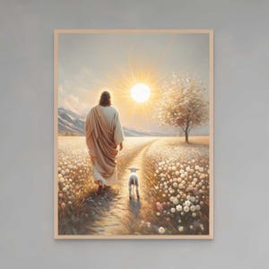 First Steps | Christian Wall Art | The Good Shepherd | Jesus Prints | Jesus Leaves the 99 | Catholic Wall Art | Jesus PNG | Bible Sketches