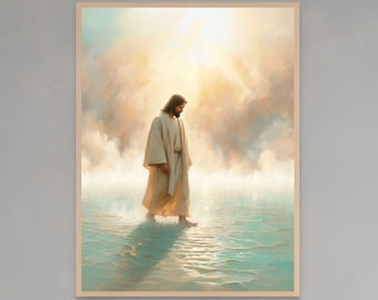 The Walk of Jesus | Christian Art | Jesus Art Download | Jesus Poster | Jesus Walking on Water | LDS Art | Jesus PNG | Modern Christian Art