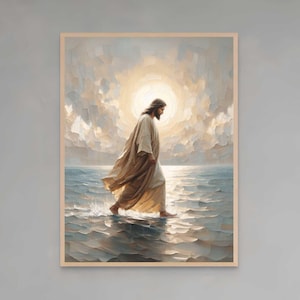 Miracle Walk | Christian Art Prints | Jesus Walking on Water Art | Christian Poster | Walking on Water Art | Bible Wall Art | Jesus Painting