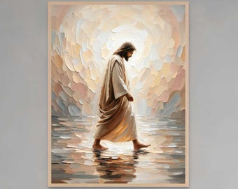 His Walk, Christian Wall Art, Jesus Walking on Water Art, Jesus Picture, LDS Art, Bible Wall Art, Jesus Walking on Water, Jesus Art