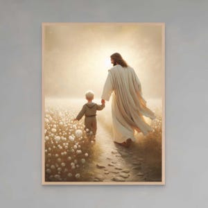 Happy Following Jesus, Modern Christian Art, Jesus with Boy, Jesus Painting, LDS Art, Bible Painting, Jesus with Children, Picture of Christ