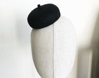 Black Mini French Beret Cocktail Hat Fascinator