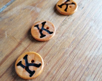 Wooden Letter K Buttons Upper Case Alphabet Capital