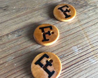 Wooden Letter F Buttons Upper Case Alphabet Capital