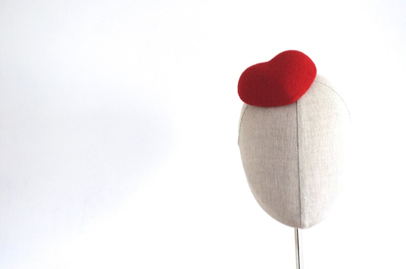 Mini Red Heart Cocktail Hat Fascinator image 3