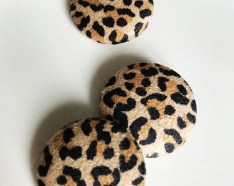 Handmade Leopard Print Faux Suede Fabric Covered Buttons