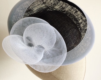 Navy and White Saucer Cocktail Hat Millinery