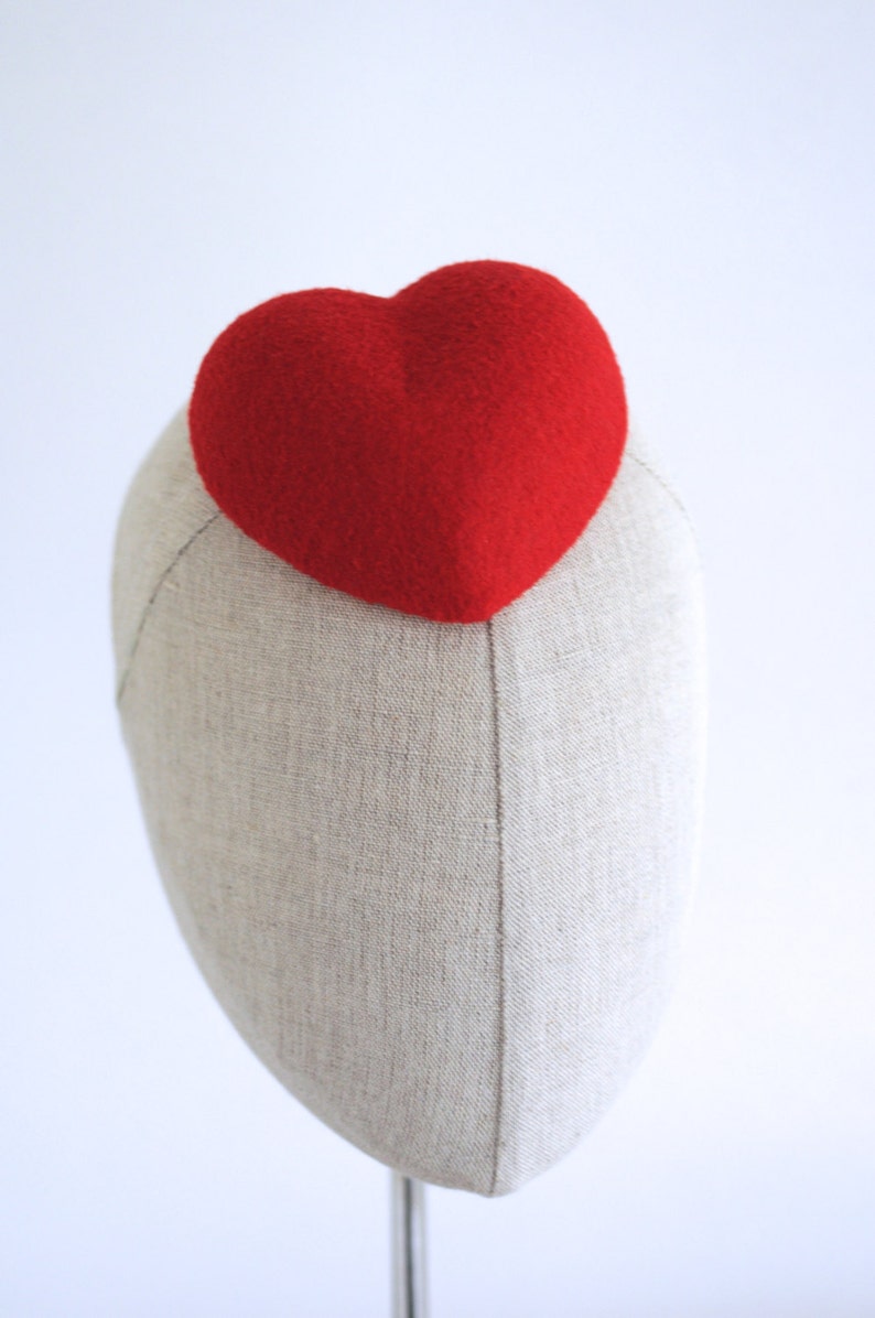 Mini Red Heart Cocktail Hat Fascinator image 5