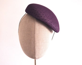 Purple Cocktail Hat Hand Blocked Slouch Beret Millinery