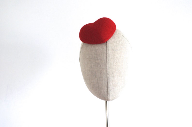 Mini Red Heart Cocktail Hat Fascinator image 1