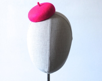 Mini Hot Pink French Beret Cocktail Hat Fascinator