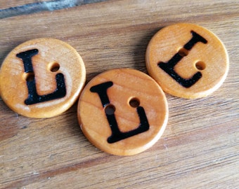 Wooden Letter L Buttons Upper Case Alphabet Capital