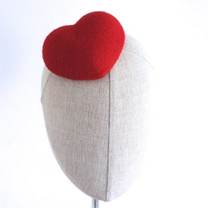 Mini Red Heart Cocktail Hat Fascinator image 2