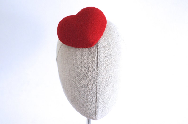Mini Red Heart Cocktail Hat Fascinator image 2