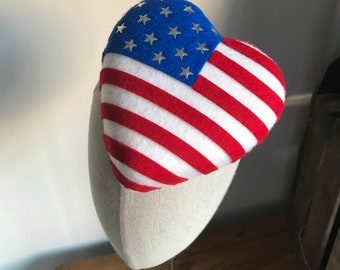 Stars and Stripes Heart Cocktail Hat Fascinator Mini Hat Flag Hat USA Americana