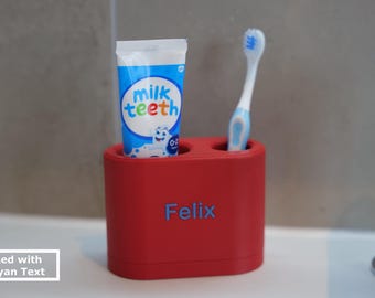 Personalised Children's Toothbrush & Toothpaste Holder
