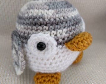 Grey Penguin Round Stuffed Animal Amigurumi- Ready to Ship