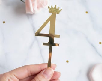 Acrylic Number Cake Topper, Happy Birthday, Cake Charm, Golden Anniversary, First Birthday Girl, Baby Shower Decor, Wedding Party Gifts