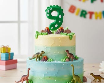 Birthday Cake Topper, Green Dinosaur Numbers,Birthday Candle 0-9 , Cake Charm,Party Decorations ,Baby Shower, Kids Party,Birthday Decor