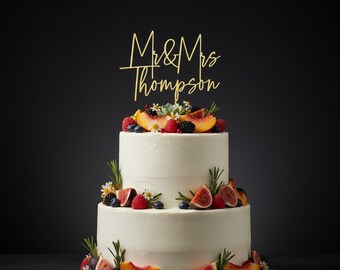 Wedding Cake Topper, Mr and Mrs  Personalized Name, Custom Name Bride and Groom, Engagement Decor Bridal Shower Vow Renewal Gifts