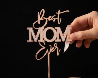 Happy Mothers Day, Cake Topper, Mom Birthday Topper, Party Decor, Mothers Day Gift, First Mothers Day, Gold Cake Topper