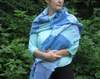 Cashmere shawl, extra large patchwork recycled cashmere