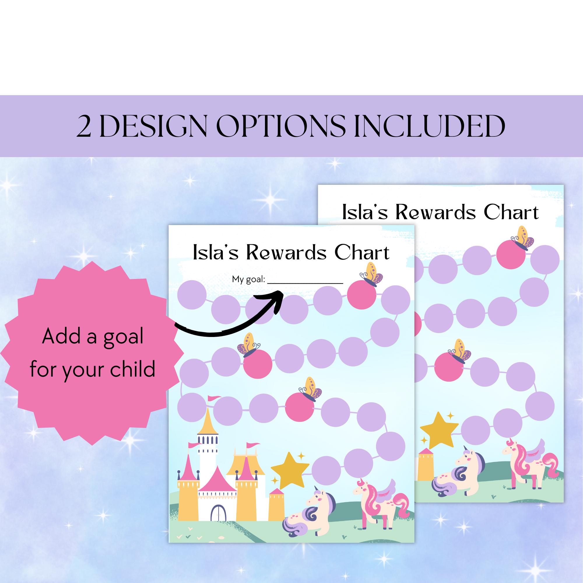 Unicorn printable kids rewards chart kids routine chart kids chore