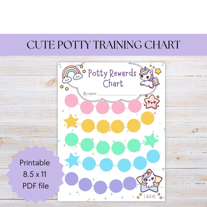 Potty Training Rewards Chart, Potty Chart Printable, Instant Download Chart Download Train Pdf