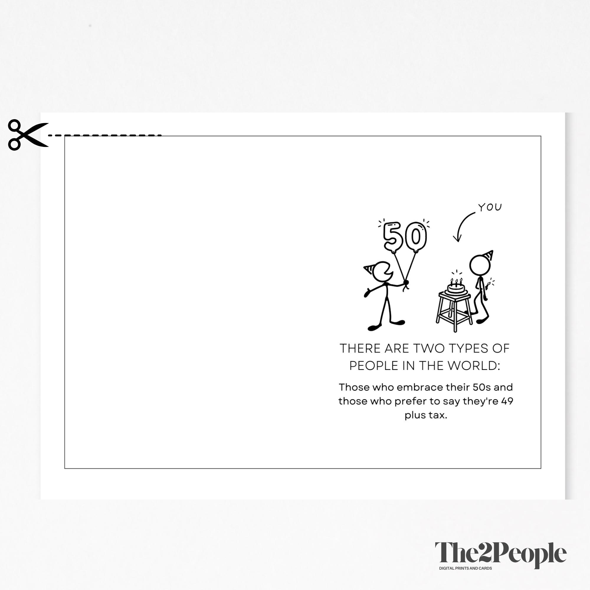 50th Birthday Card | Funny Birthday Card Digital Download | Blank DIY ...