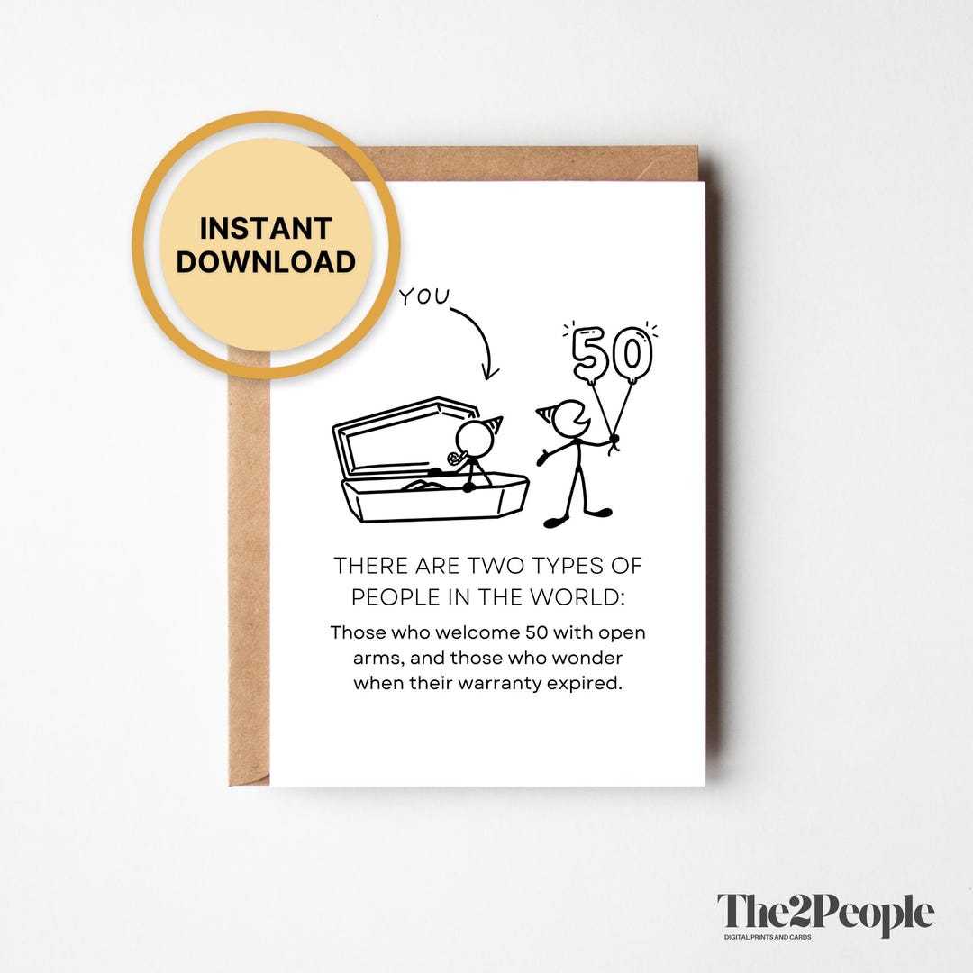 50th Birthday Card | Funny Birthday Card Digital Download | Blank DIY ...