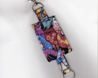 Cat Keyring, Cat Fabric Keyfob, Cat luggage tag Eco Friendly New Home Letterbox Gift