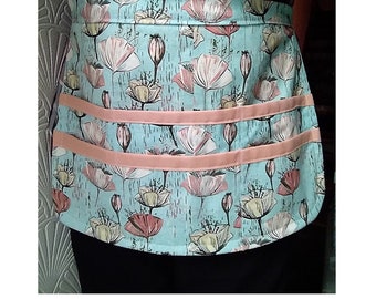 Handmade green six pocket utility apron, gardening apron, teacher apron letter box gift from Yorkshire