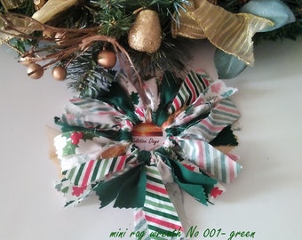 Red green mini rag wreath Christmas Tree Decoration eco friendly fabric Tree Ornament secret santa stocking filler gift handmade Yorkshire