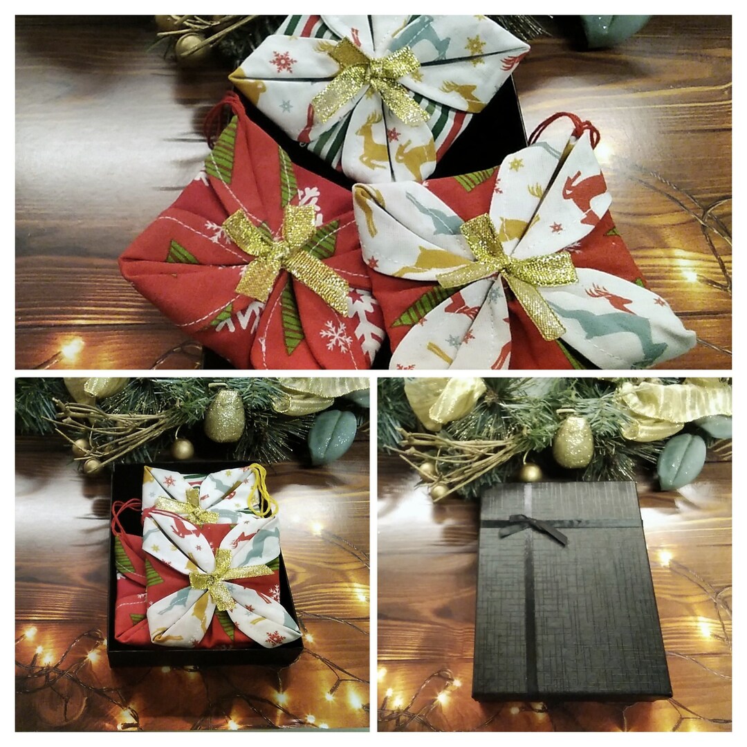 Christmas Folded Fabric Tree Ornament, Handmade Tree Decorations