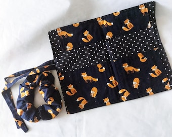 Fox Pencil Roll: Handmade Cotton Fabric Pencil Case, Back to School