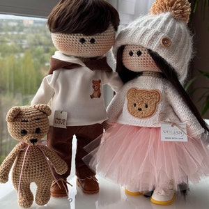 Paar Porträt Puppen, Geschwister Geschenk für Freunde & Paare, Benutzerdefinierte gehäkelte Spielzeuge, Amigurumi Porträt Spielzeug