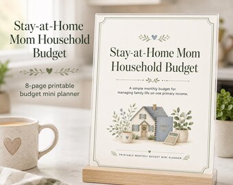 Stay at Home Mom Budget Planner Printable, One Income Household Budget, Family Expense Tracker, Monthly Budget PDF, 8 Page Finance Planner