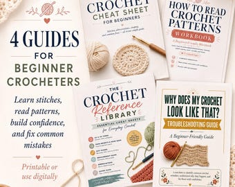Beginner Crochet Guide Bundle Digital Download, Crochet Cheat Sheets, Crochet for Beginners, 41 pages, Printable and Goodnotes Friendly